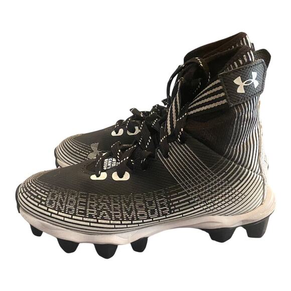 Under Armour Baseball Soccer Cleats Size 13K White Black Ankle Lace Up Sneaker - Picture 3 of 12